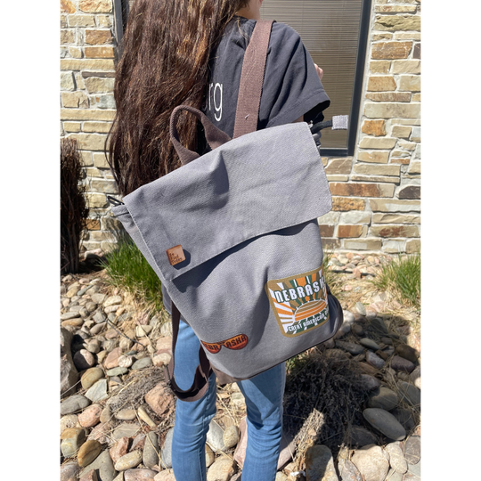 Nebraska Rucksack Backpack | Reflection Collection | Gray Brown | Lightweight | Timeless Fashion | Perfect For Hiking, Camping, or Storage