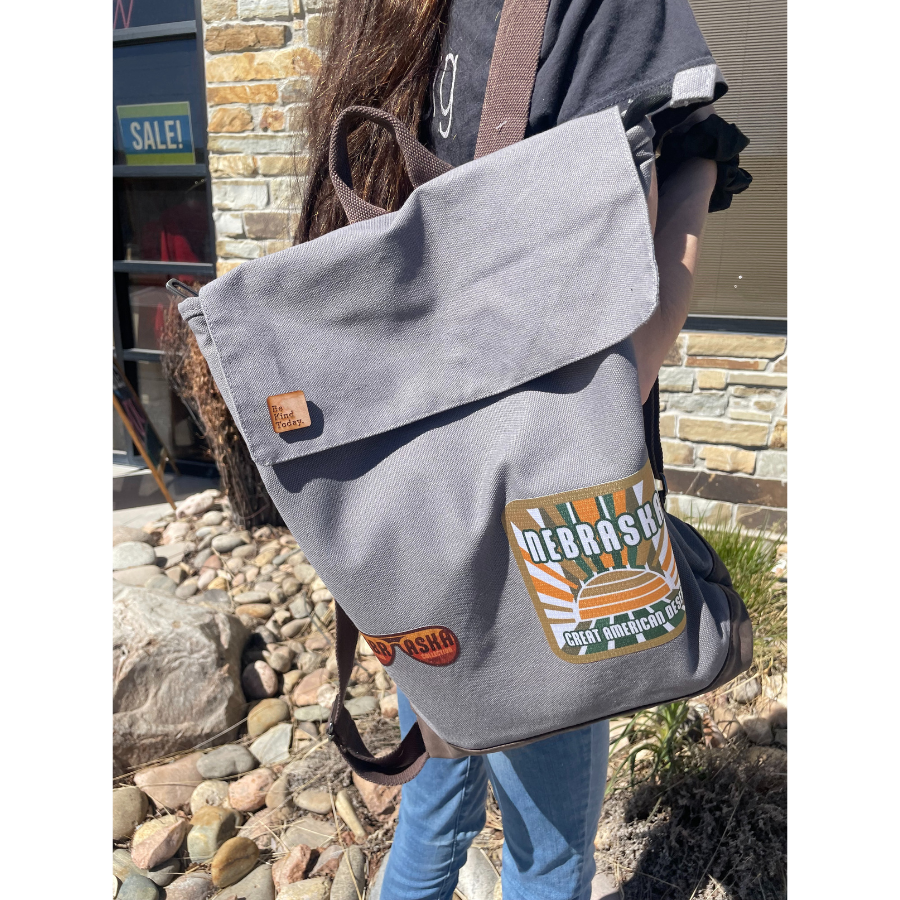 Nebraska Rucksack Backpack | Reflection Collection Rucksack | Gray Brown | Lightweight | Timeless Fashion | Perfect For Hiking, Camping, Or Storage