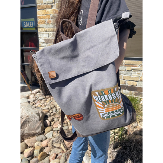 Nebraska Rucksack Backpack | Reflection Collection | Gray Brown | Lightweight | Timeless Fashion | Perfect For Hiking, Camping, or Storage