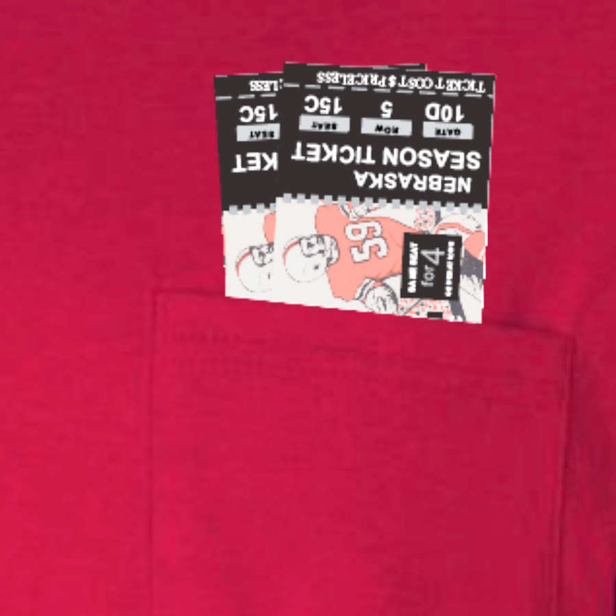 Nebraska Season Ticket T-Shirt | Red | Customize & Add Your Seat Number Or Name | Screen Machine