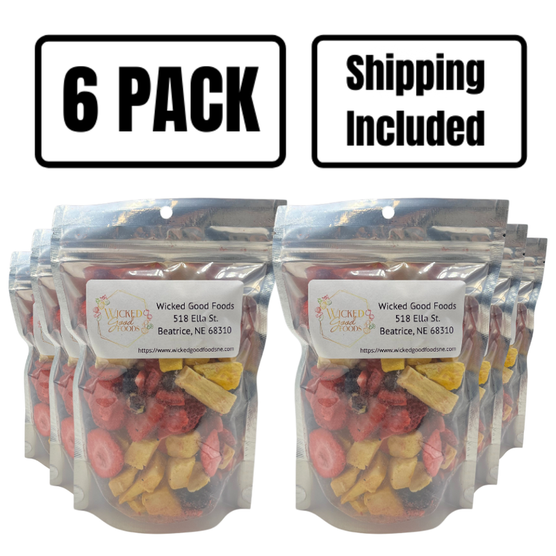 Freeze Dried Tropical Fruit | 2.25 oz. | Healthy Snack For Road Trips Or Camping | Fresh, Tropical Blend | Long-Lasting | 6 Pack | Shipping Included