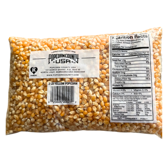 All Natural Yellow Un-Popped Popcorn | Non GMO & Gluten Free Snack | Perfect Movie Night Snack | Popcorn County USA | 2 lb bag | 6 Pack | Shipping Included