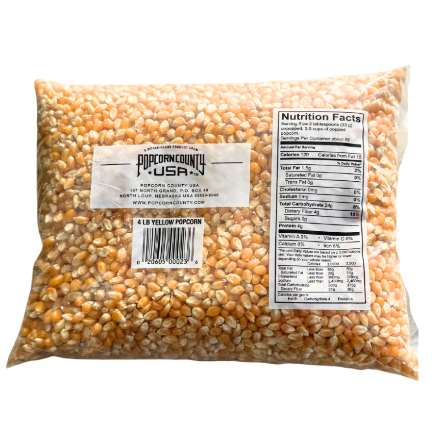 All Natural Yellow Un-Popped Popcorn | Non GMO & Gluten Free Snack | Perfect Movie Night Snack | Popcorn County USA | 4 lb bag