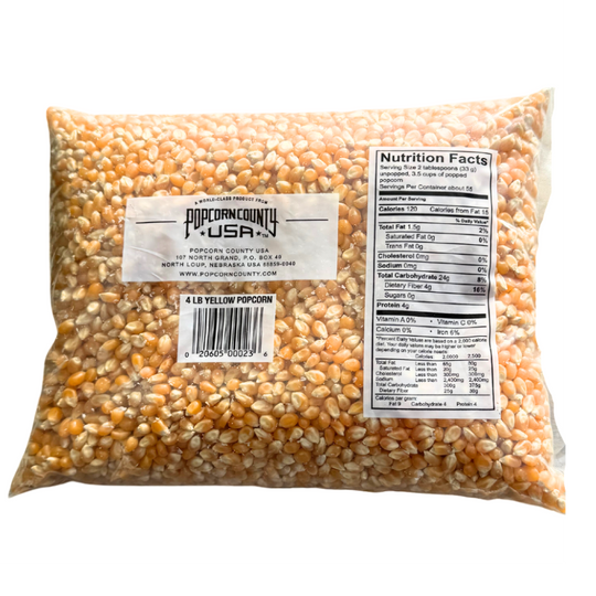 All Natural Yellow Un-Popped Popcorn | Non GMO & Gluten Free Snack | Perfect Movie Night Snack | Popcorn County USA | 4 lb bag