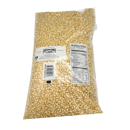 White Un-Popped Popcorn | Pops with Fewer Hulls | All Natural Whole Grain Gluten Free Popcorn | Popcorn County USA | 12.5 lb bag