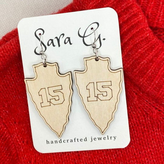 Kansas City #15 Earrings | Chiefs Earrings | Custom-Made | Cute & Stylish Game Day Accessory For Women | Hypo Allergenic | Made In The USA | Durable