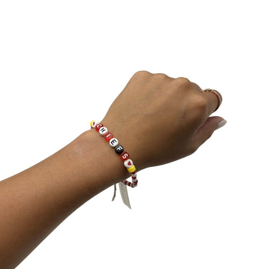 Chiefs Bracelet | Elastic | Colors & Beads Vary | Cute & Stylish | One Size Fits Most | Perfect For A Chiefs Fan You Love | Fun Gift Idea | Made In NE