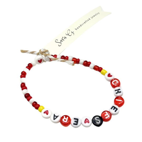 Chiefs Era Bracelet | Fun & Stylish Way To Show Off Your Team Pride. | One Size Fits Most | Colors & Beads Vary | Elastic Fit | Game Day Accessory