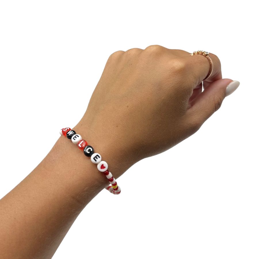 Swelce Bracelet | Support Your Favorite Duo In Style | Perfect For Chiefs Fans | Cute & Simple Kansas Bracelet | Red, Gold, & Black | Colors May Vary