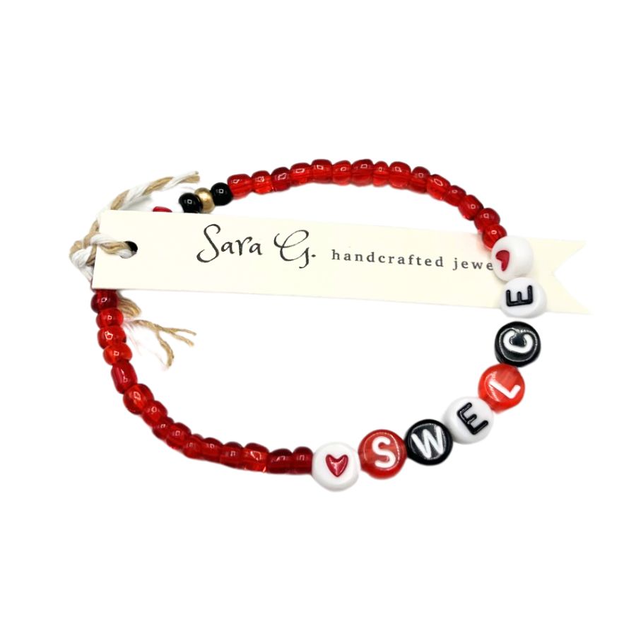 Swelce Bracelet | Support Your Favorite Duo In Style | Perfect For Chiefs Fans | Cute & Simple Kansas Bracelet | Red, Gold, & Black | Colors May Vary