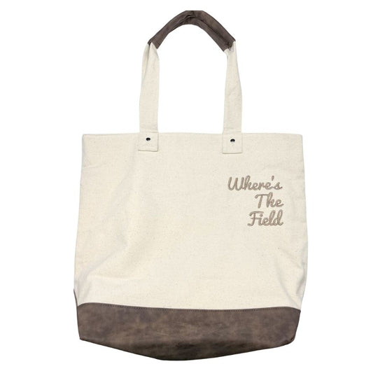 Nebraska Tote Bag | Where's The Field | Tan/Brown | Shoulder Tote | Multiple Pockets | Large Bag For Men & Women