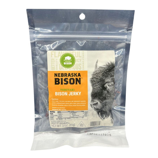 Bison Jerky | Teriyaki Flavor | 3 oz. | Rich, Smokey Flavor | Tender & Flavorful Bison Meat | Great Source Of Protein | Perfect For On The Go | Makes Great Stocking Stuffers & Gifts