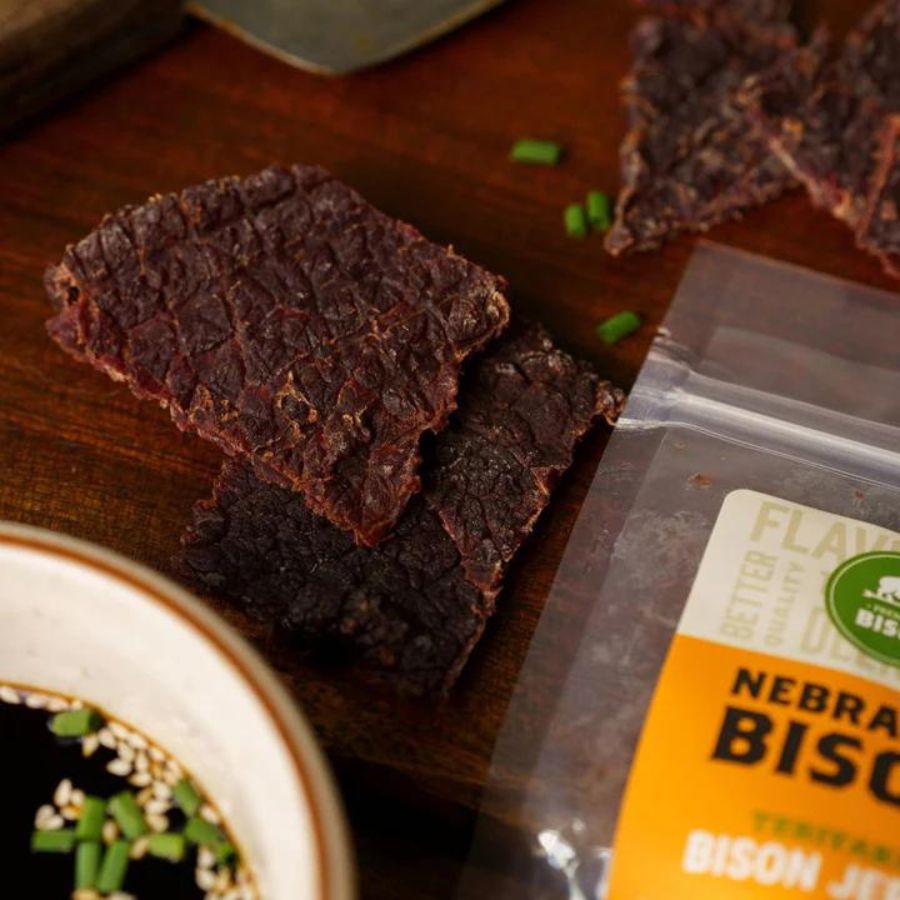 Bison Jerky | Teriyaki Flavor | 3 oz. | Rich, Smokey Flavor | Tender & Flavorful Bison Meat | Great Source Of Protein | Perfect For On The Go | Makes Great Stocking Stuffers & Gifts