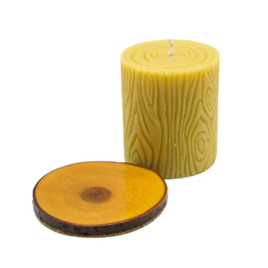 Bees Wax Candle With Wooden Base 