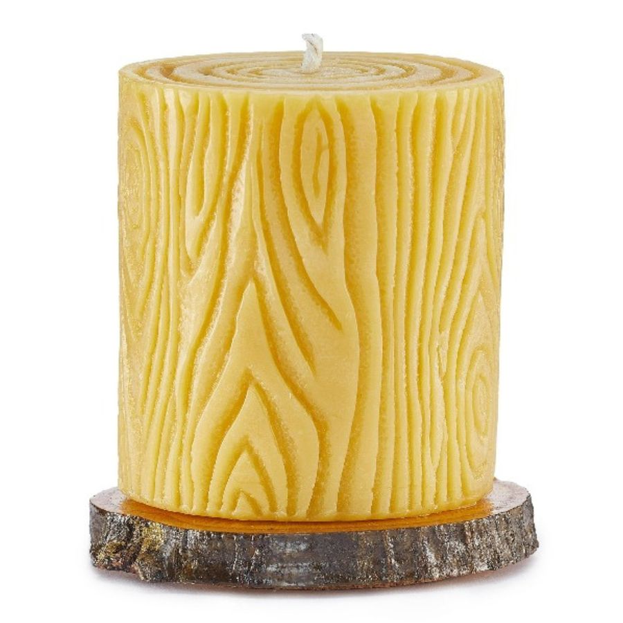 Bees Wax Candle With A Wooden Base