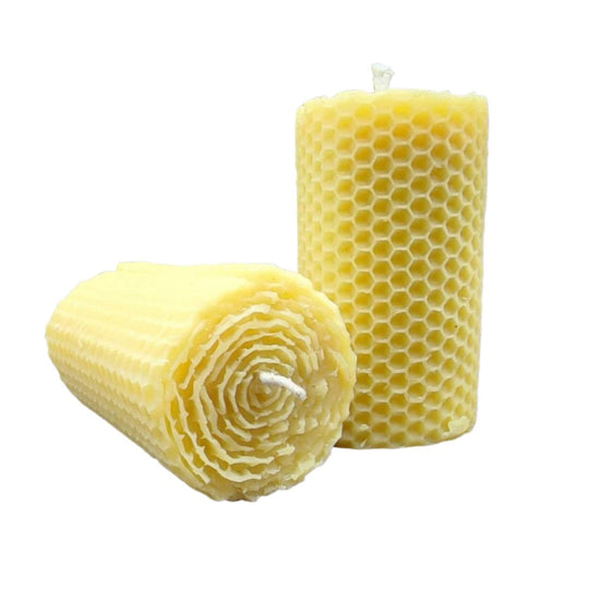 The top of a 6 oz. Bees Wax Candle