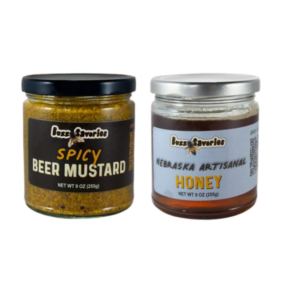 One Jar Of Spicy Beer Mustard and Nebraska Artisanal Honey 