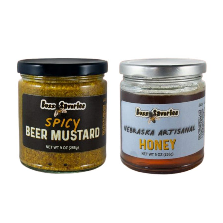 One Jar Of Spicy Beer Mustard and Nebraska Artisanal Honey 