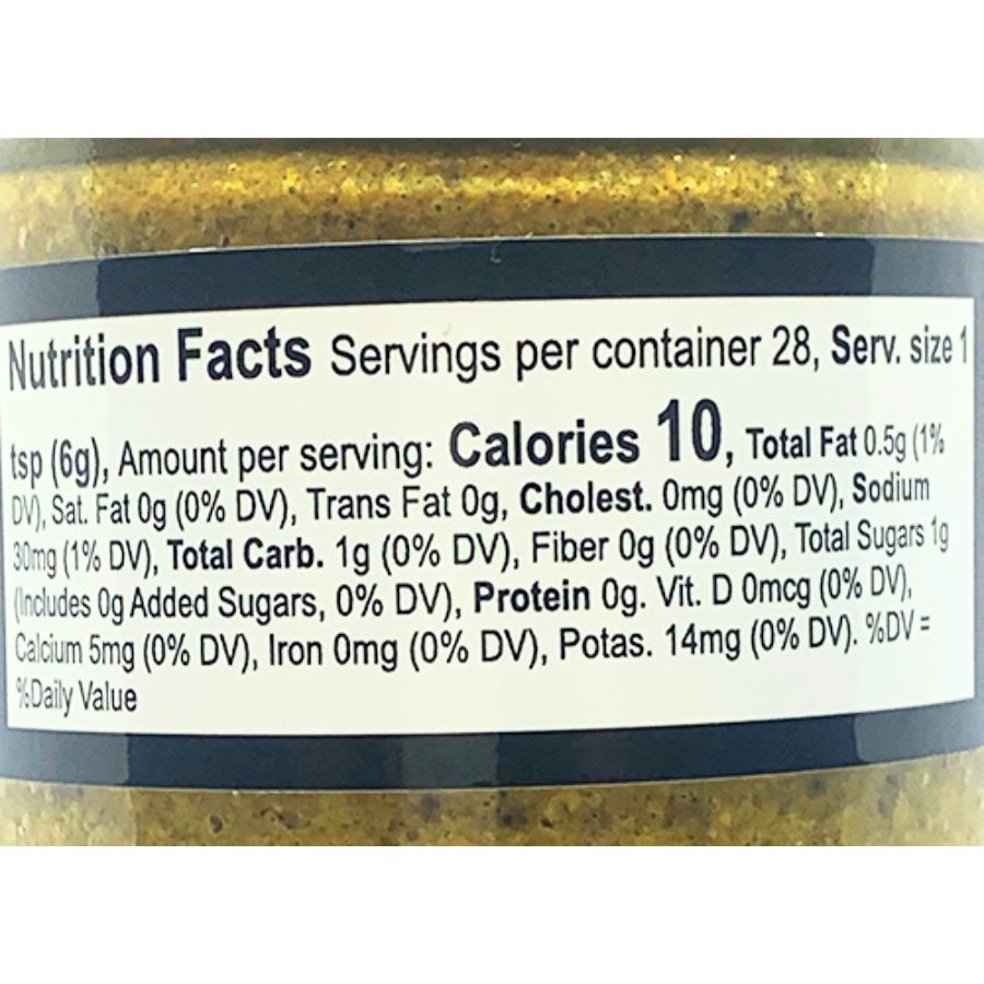 Nutrition Label For Spicy Beer Mustard