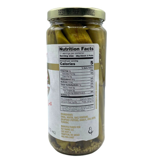 Nutrition label for pickled okra