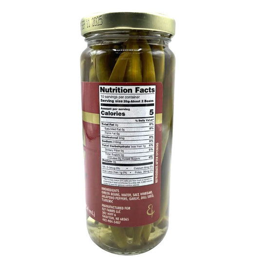 Nutrition label for pickled green beans