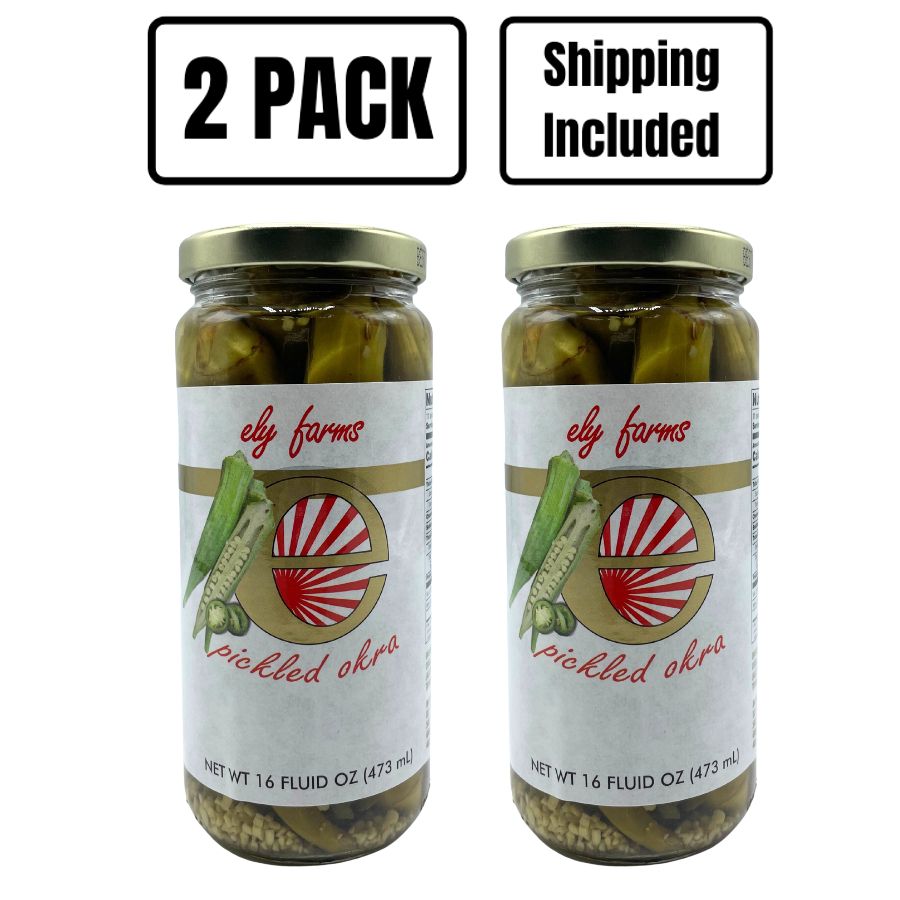 Two jars of pickled okra