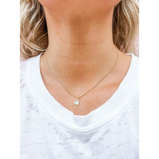 Gold Filled Enamel Heart Necklace | Short Chain | Layers You'll Love | Gold Chain | 10" Chain