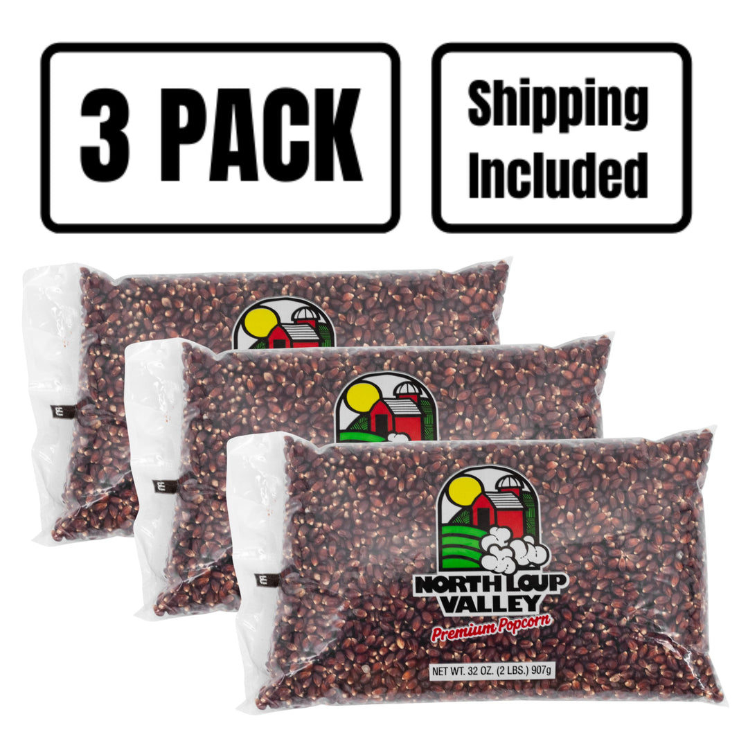 3 Pack Shipping Included Red Un-Popped Popcorn 