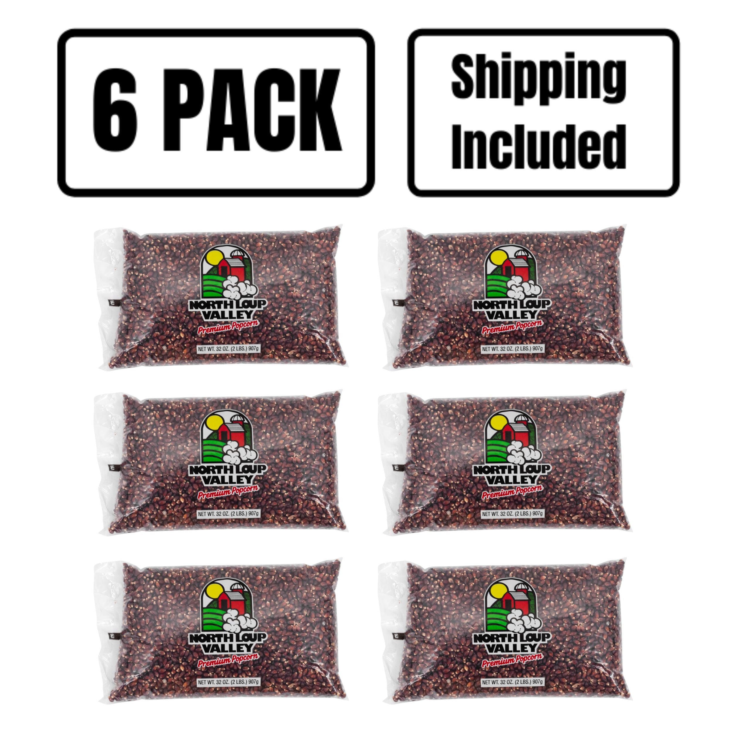 6 Pack Shipping Included Red Un-Popped Popcorn