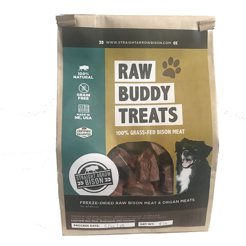 Buddy Treats | Freeze-Dried Raw Bison Bits | 8 oz. Bag