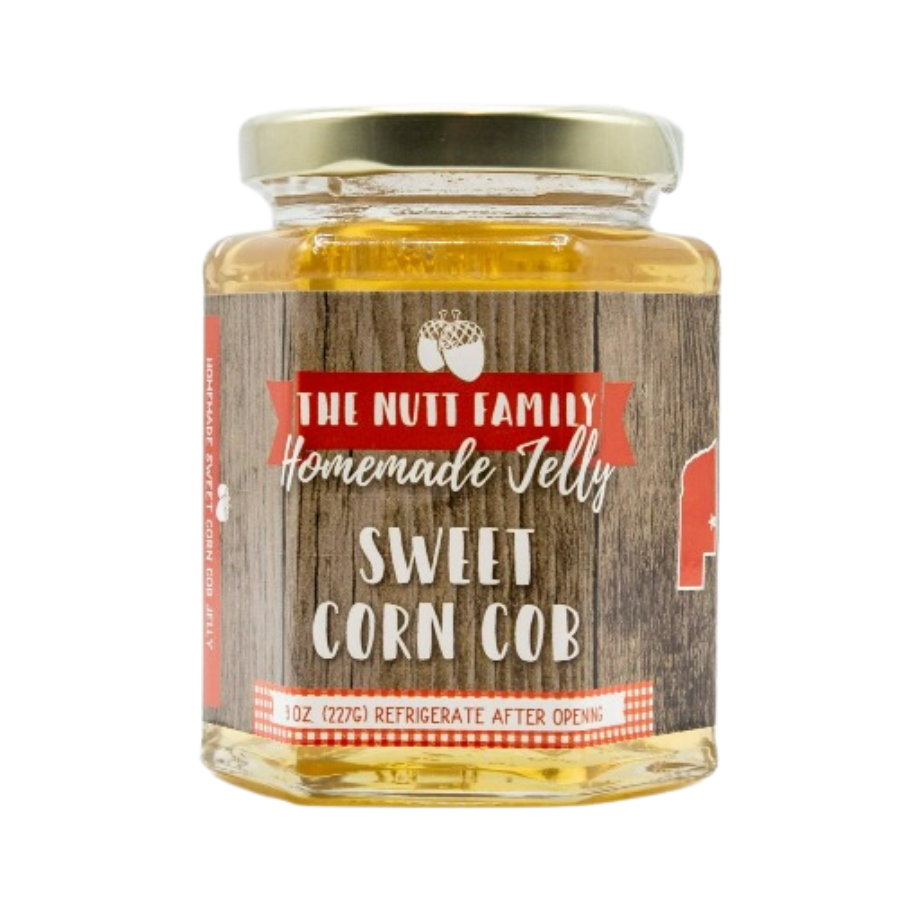 Sweet Corn Cob Jelly | 9 oz. Jar | Pack of 3 | Fresh, Buttery Corn | Savory & Sweet Flavor | Made in Ravenna, NE | Nutt Family Jams & Jellies