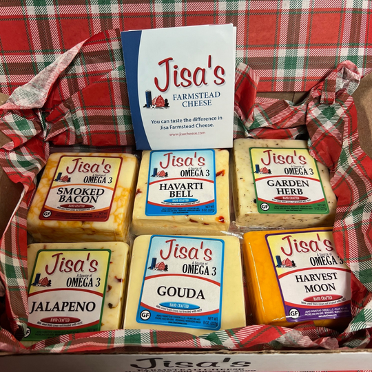 Nebraska Cheese Gift Box | Best Farmstead Cheese | 6 Flavors | Hand-Cut Blocks | Made in Small Batches | Carefully Aged