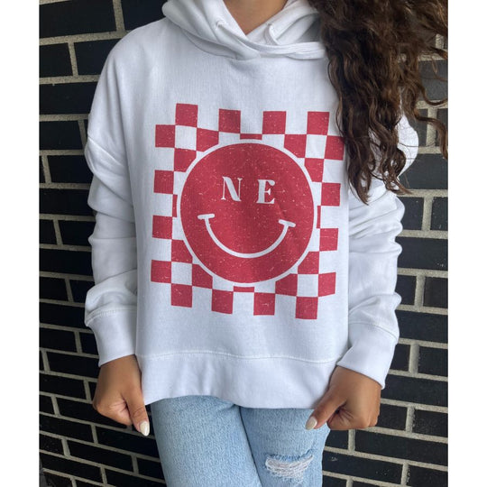 Nebraska Crop Top | NE Smiley Hoodie | Modern & Cute Look | Soft Fabric | Cropped Hoodie For Women | Perfect For Game Day Outfit | Comfortable Fit