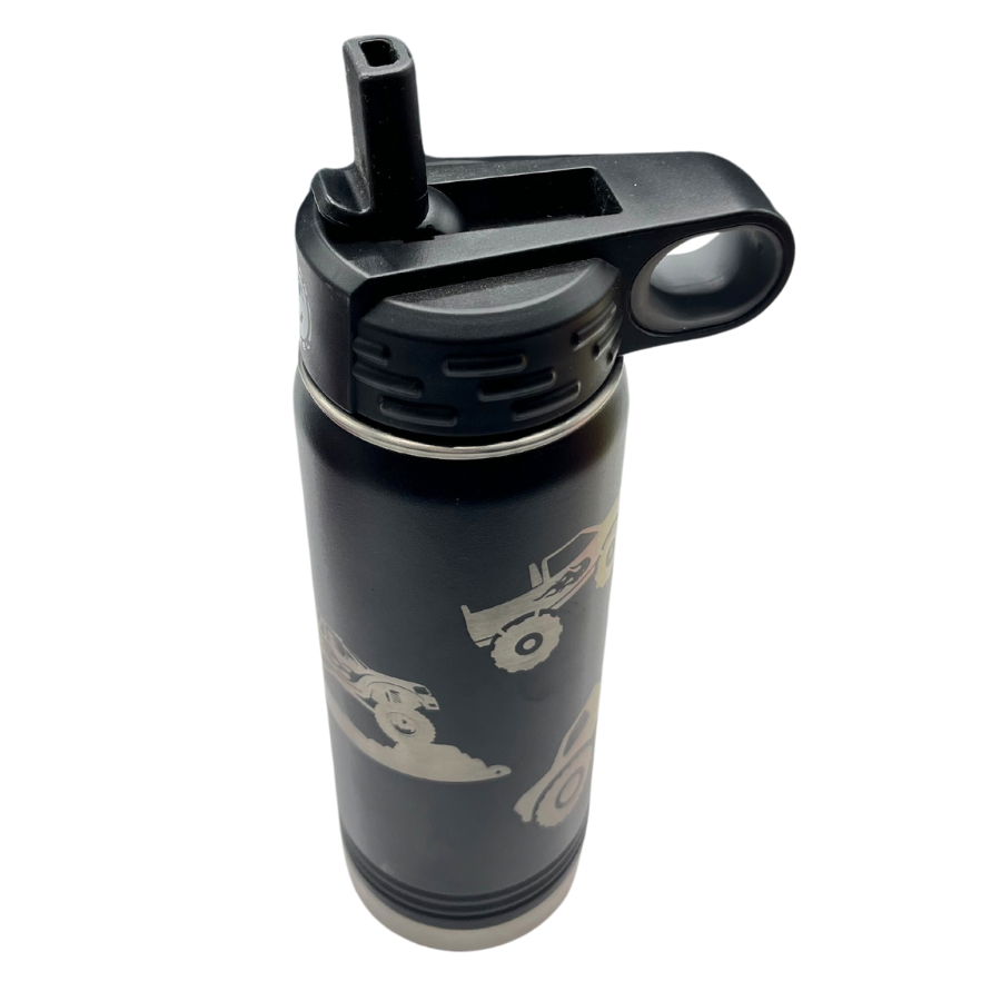 20 oz. Stainless Steel Water Bottle | Monster Truck Design | Black | Boy Gifts | Truck Lover | Made in Alda, NE | RCK Creations & More