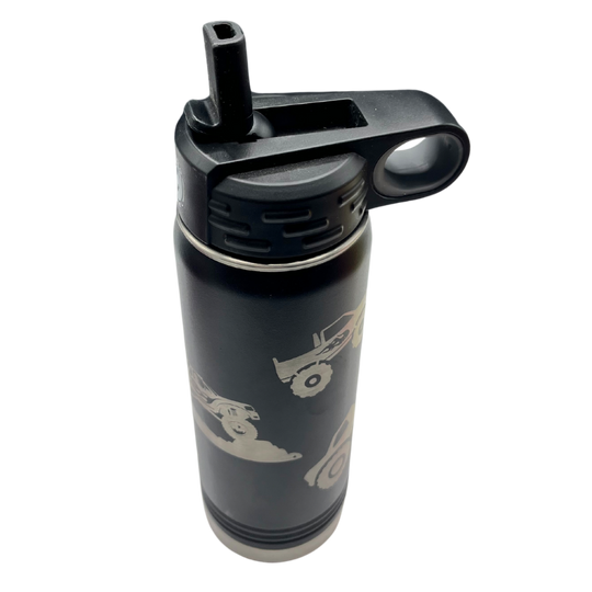 20 oz. Stainless Steel Water Bottle | Monster Truck Design | Black | Boy Gifts | Truck Lover | Made in Alda, NE | RCK Creations & More