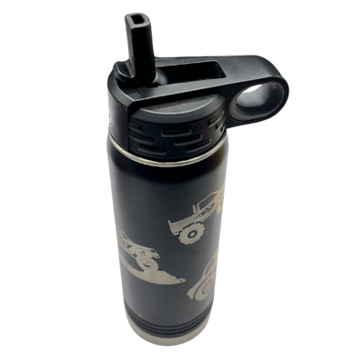 Metal Vacuum Insulated Water Bottle | 20 oz. | Monster Truck Design | Black | Straw and Flip Lid Included | Leak and Sweat Proof | Double Insulated Wall | Convenient For All Occasions | Perfect Gift For Boys And Truck Lovers