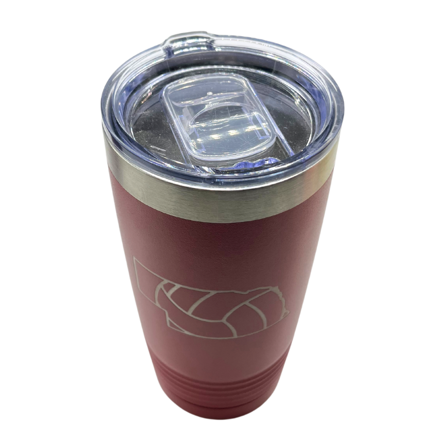 20 oz. Stainless Steel Tumbler | 20 oz. | Volleyball Design | Red | The Volleyball State | Made in Alda, NE | RCK Creations & More