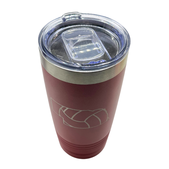 20 oz. Stainless Steel Tumbler | 20 oz. | Volleyball Design | Red | The Volleyball State | Made in Alda, NE | RCK Creations & More