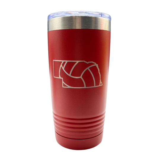 20 oz. Stainless Steel Tumbler | 20 oz. | Volleyball Design | Red | The Volleyball State | Made in Alda, NE | RCK Creations & More