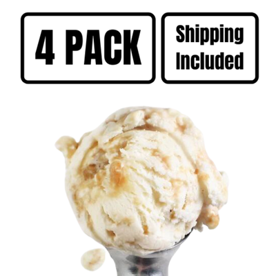 Butter Brickle Ice Cream | One Pint | Nut-Free | Gluten Free | Creamy Vanilla Ice Cream Blended With The Highest Quality Toffee | Featured on Good Morning America, USA Today, And More! | Nebraska Ice Cream | Pack of 4 | Shipping Included