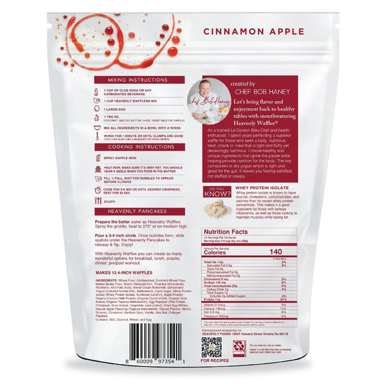 Back of Cinnamon Apple Heavenly Waffles Mix 