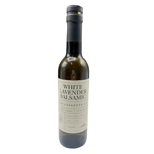 White Lavender Balsamic | 12.7 oz. | Tart With Buttery, Savory Finish | Used To Marinate Proteins, Roast Veggies, Or Pickle Cucumbers | Perfect For Those Who Love Lavender | All Natural | Made in Nebraska