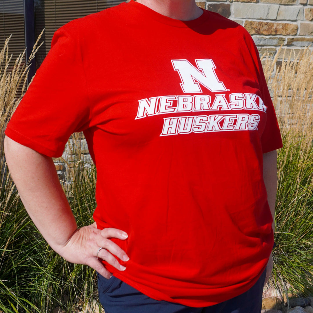 Nebraska Huskers N Unisex T-Shirt | Red | Multiple Sizes | Lou's Sporting Goods | 25N6DT104
