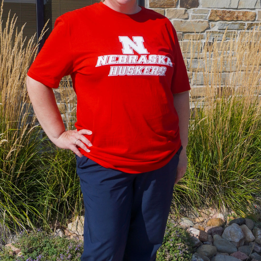 Nebraska Huskers N Unisex T-Shirt | Red | Multiple Sizes | Lou's Sporting Goods | 25N6DT104