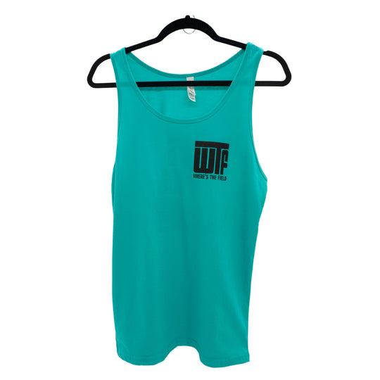 SALE | WTF (Where's The Field) Tank Top | Teal | Multiple Sizes | Screen Machine