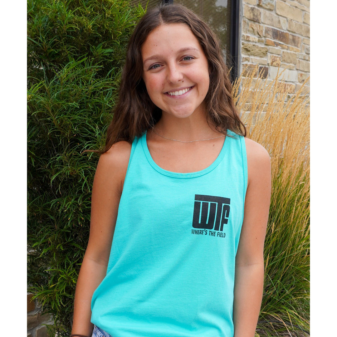 SALE | WTF (Where's The Field) Tank Top | Teal | Multiple Sizes | Screen Machine