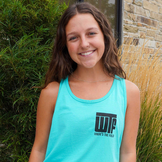 SALE | WTF (Where's The Field) Tank Top | Teal | Multiple Sizes | Screen Machine