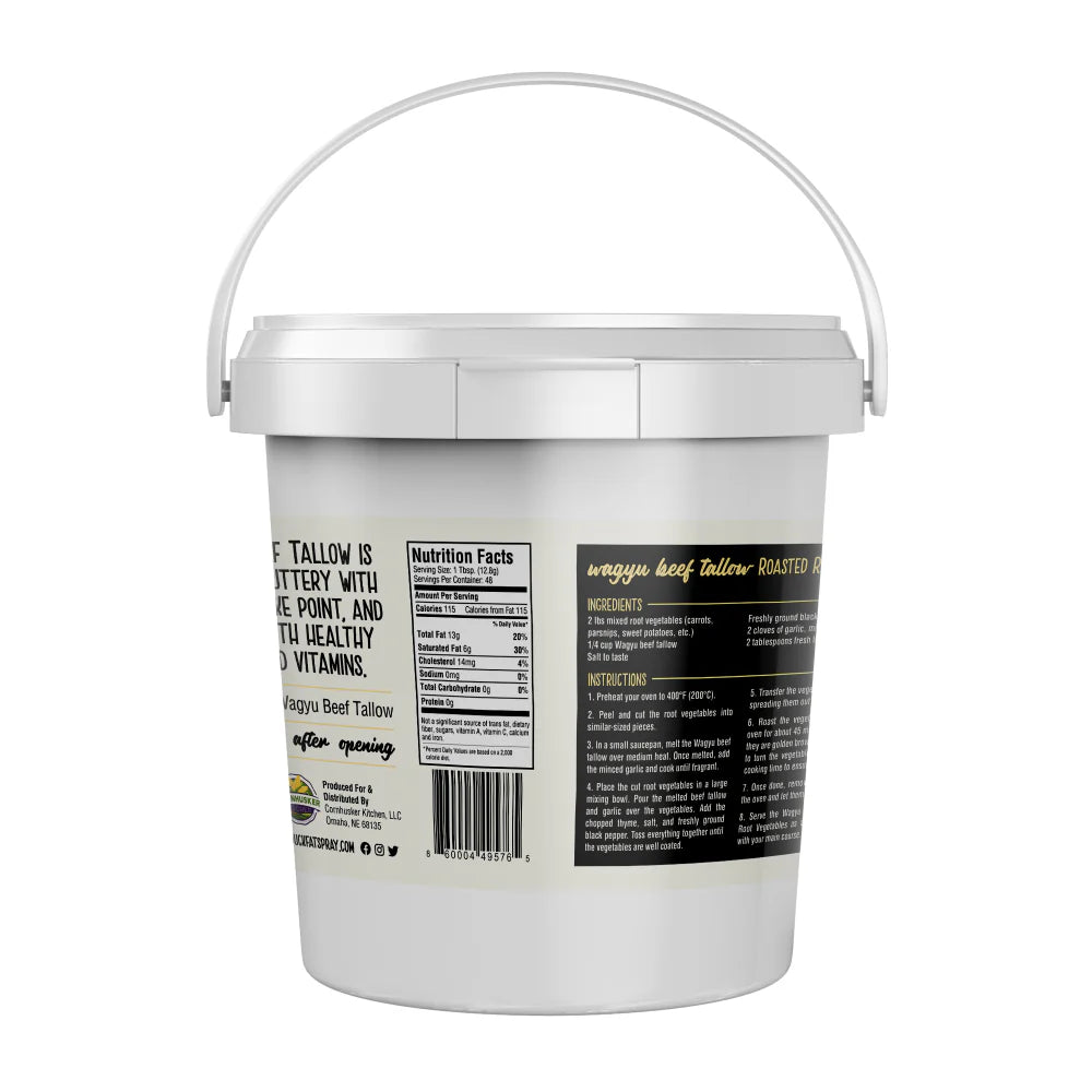 White container with black labels on a white background