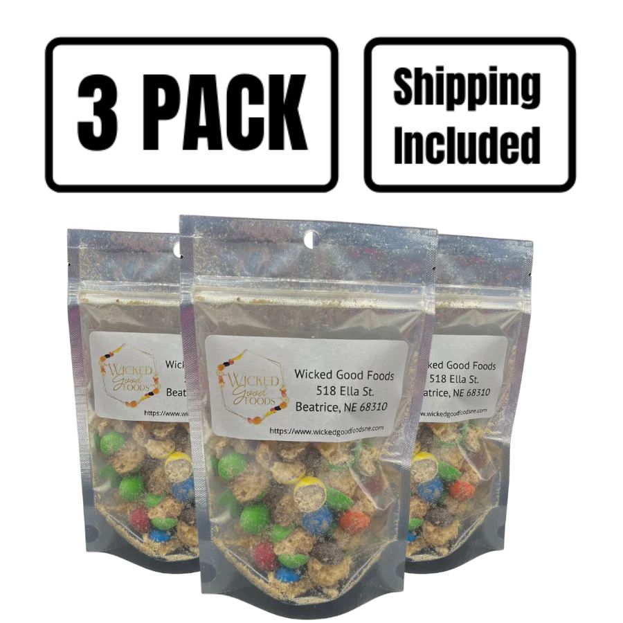 A three pack of Caramel Crunchers on a white background