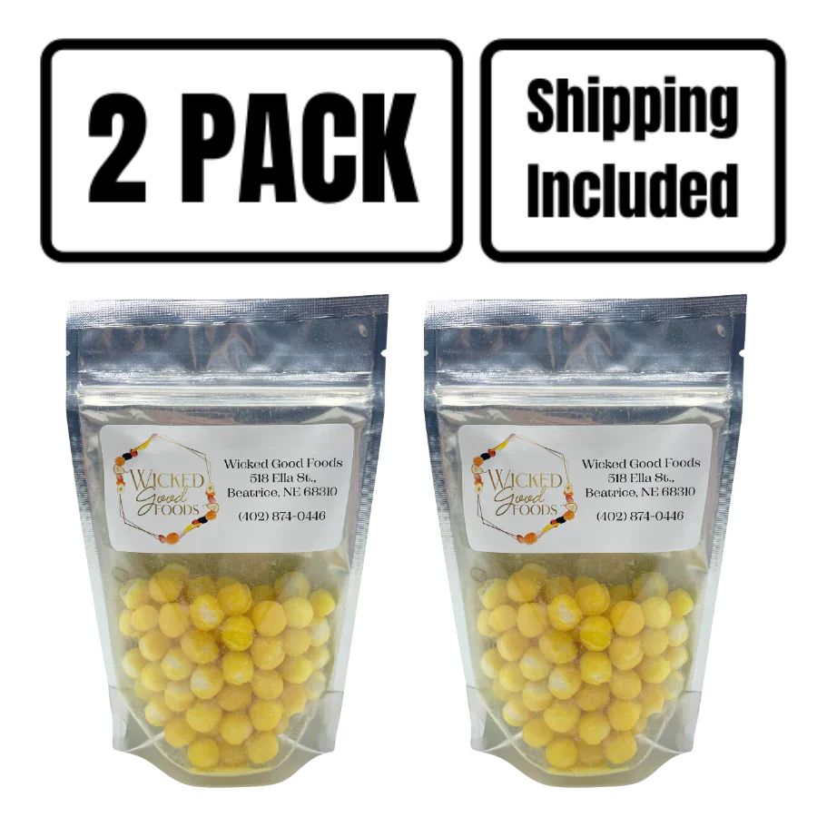 A two pack of Lemon Head Bites on a white background